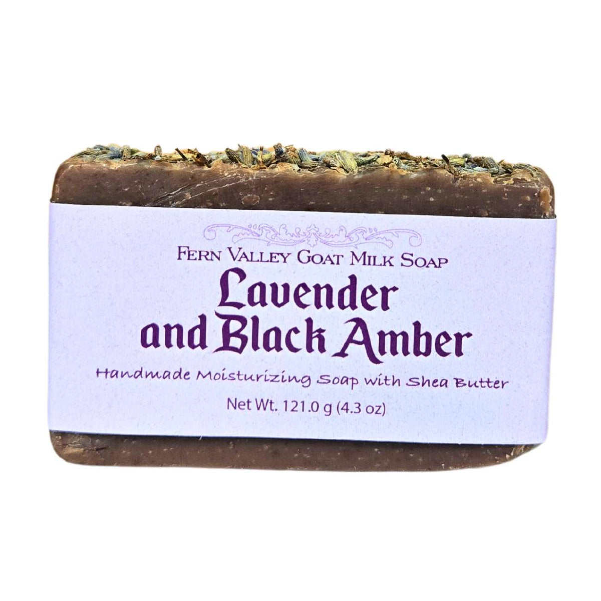 Jabón artesanal de leche de cabra | Hidratante de lavanda y ámbar negro