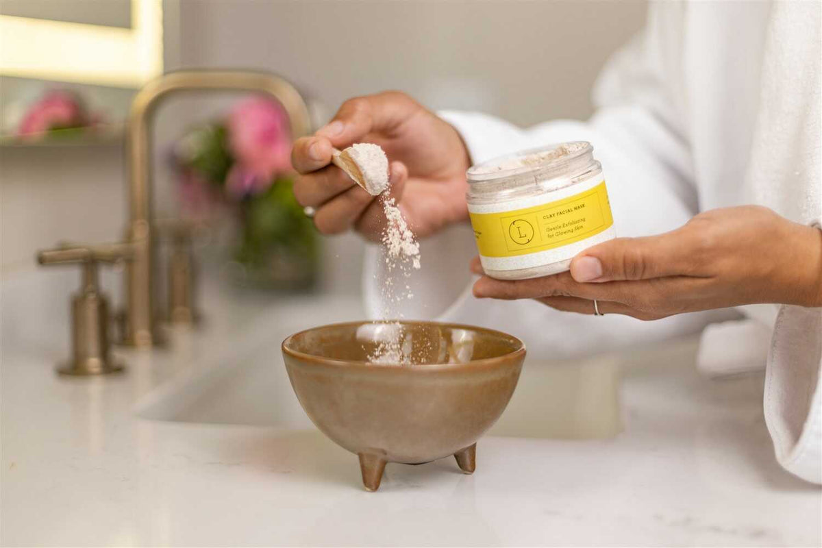 Mascarilla facial de arcilla natural, mascarilla exfoliante, mascarilla para una piel radiante
