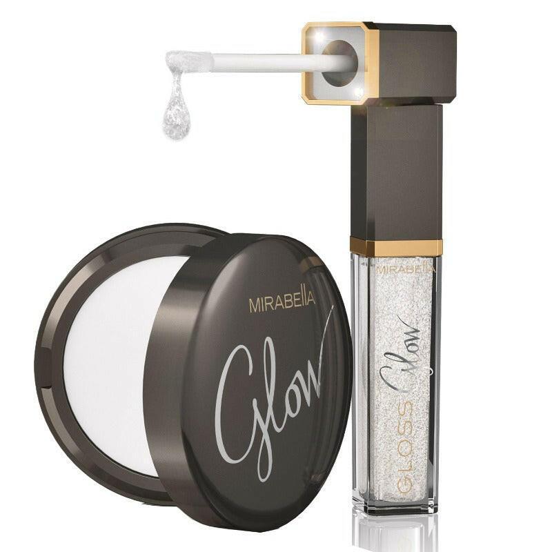 Brillo de labios Glow Duo con iluminación LED y polvos hialurónicos compactos universales