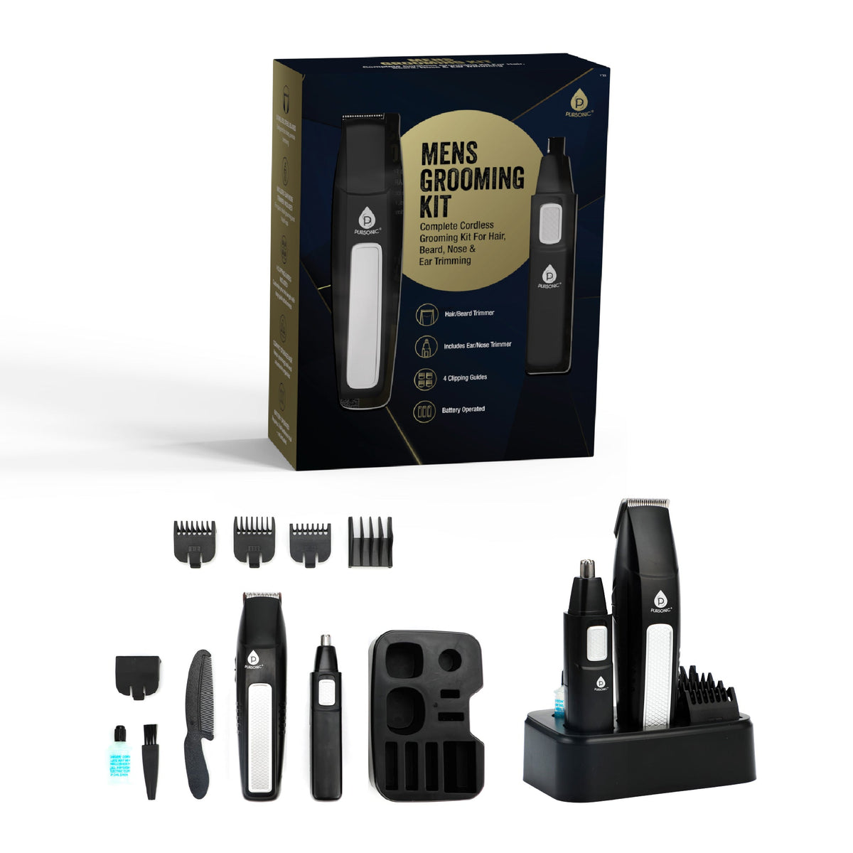 Kit de cuidado personal Mario Lopez para hombres, diseñado para el cuidado del cabello, la barba, la nariz y las orejas, 10 piezas