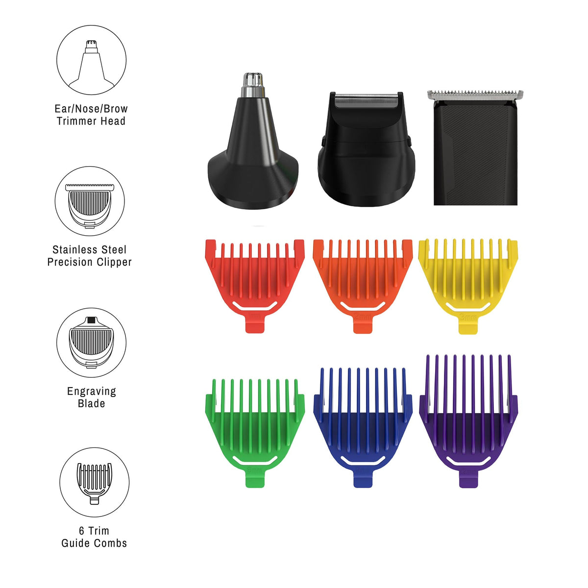 Kit de cuidado personal recargable para hombre Mario Lopez: kit completo para el cuidado del cabello, la barba, la nariz y las orejas
