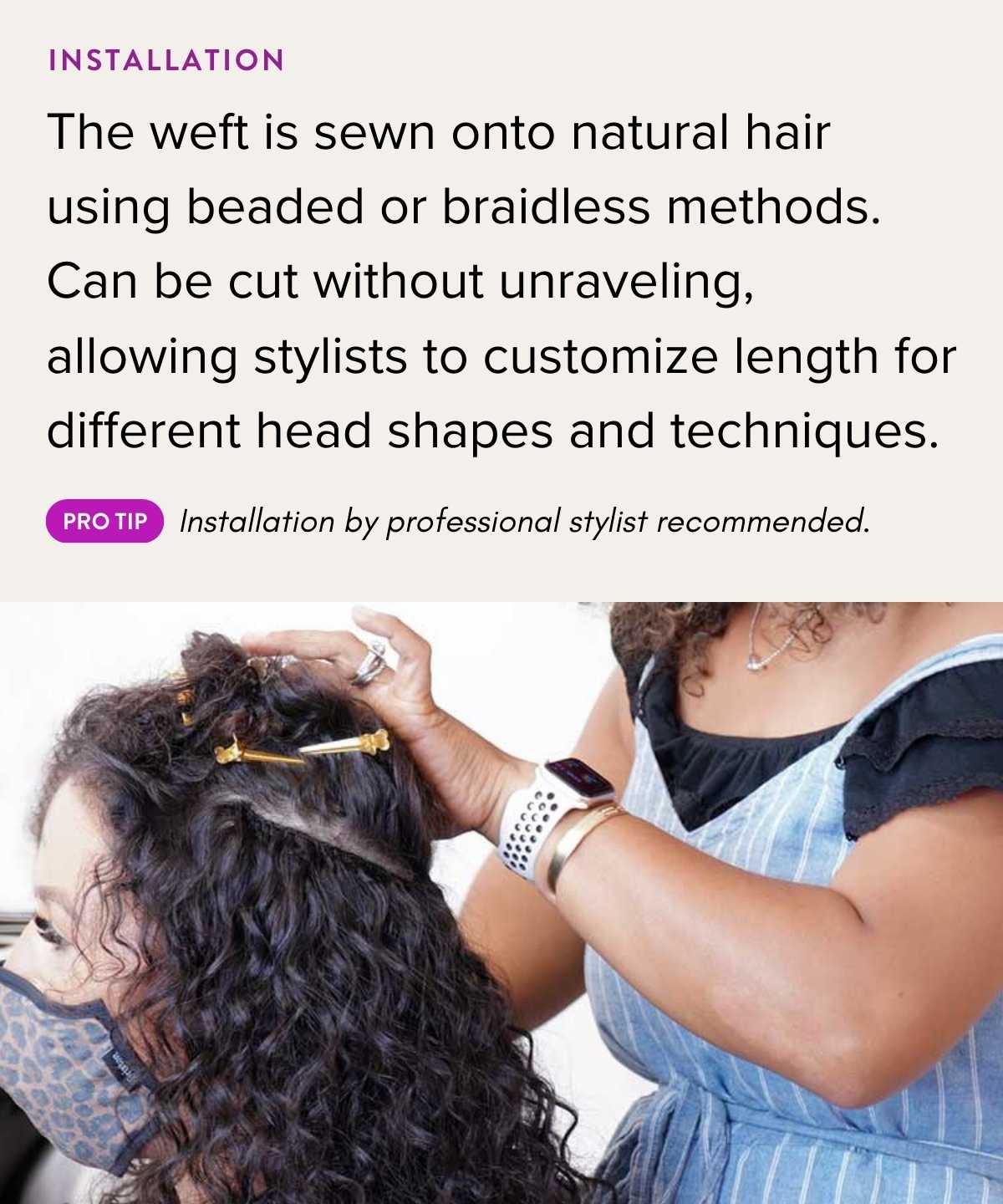 Trama de máquina de cabello teñido rizado