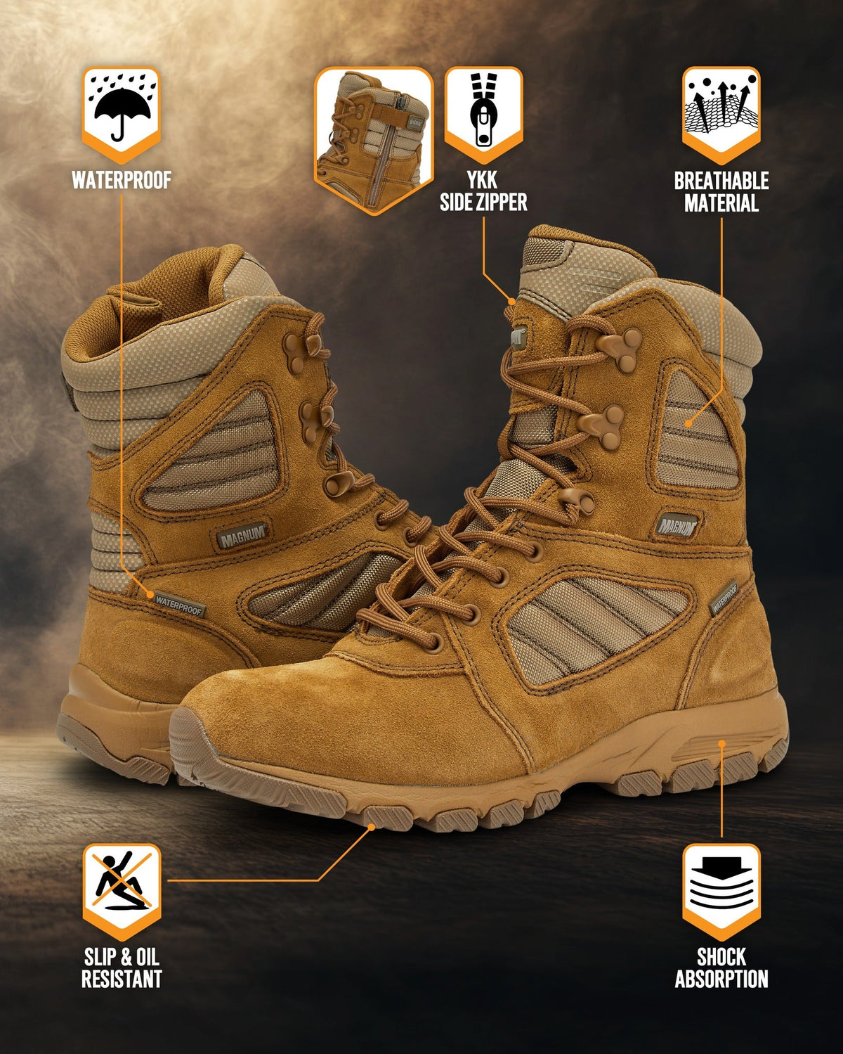 Bota de trabajo MAG SHIELD de piel de ante de 8" talla WP