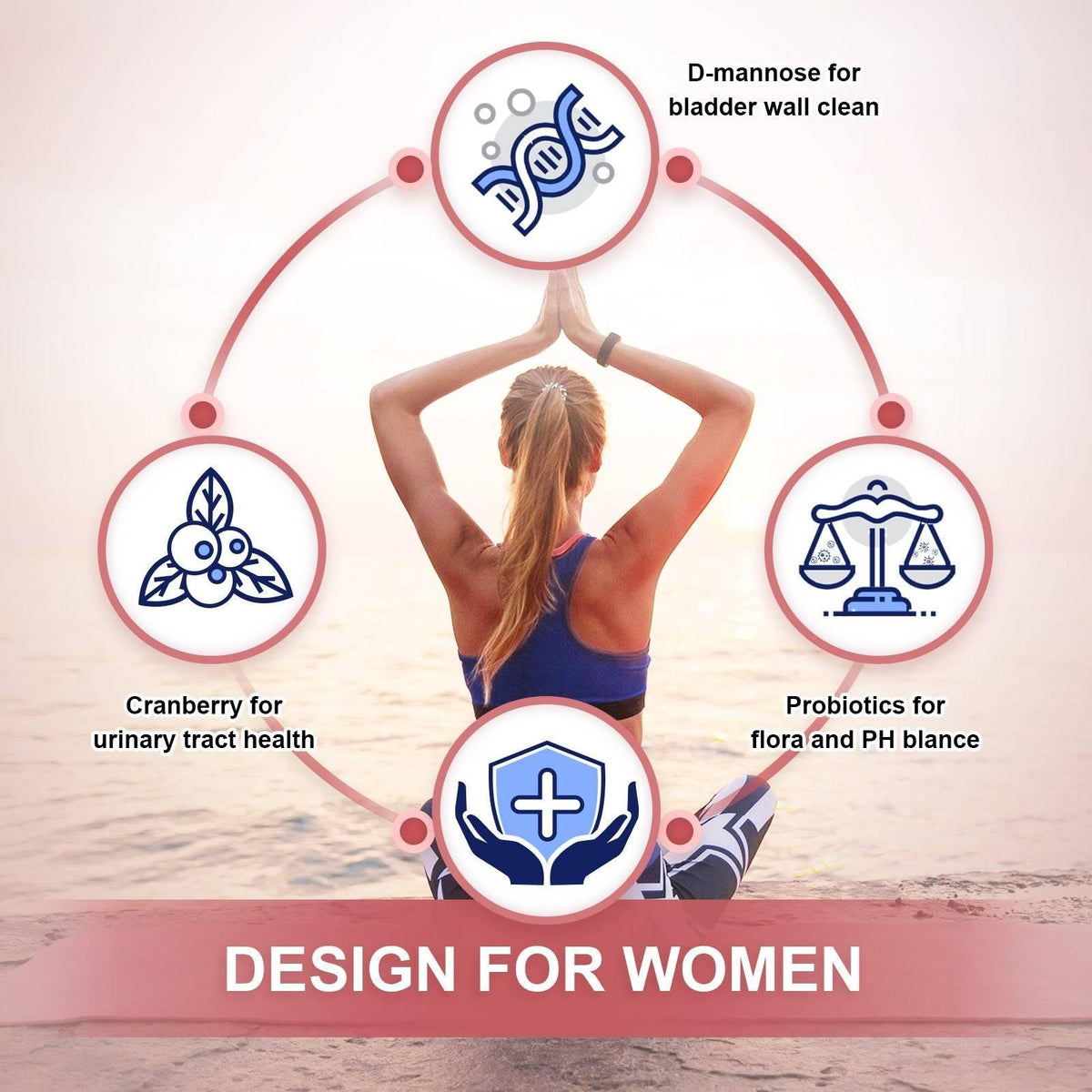 Women's Probiotics 100 Billion CFUs, 21 Strains + Prebiotics, D-Mannose & Cranberry, 45 Servings