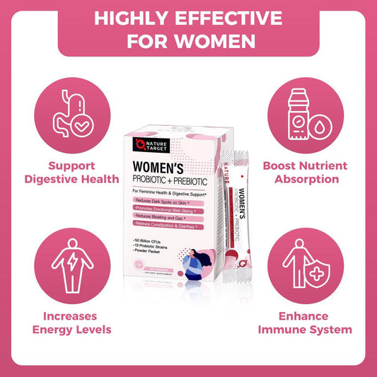 Women’s Probiotic & Prebiotic Powder, 50 Billion CFUs, 30 Packs