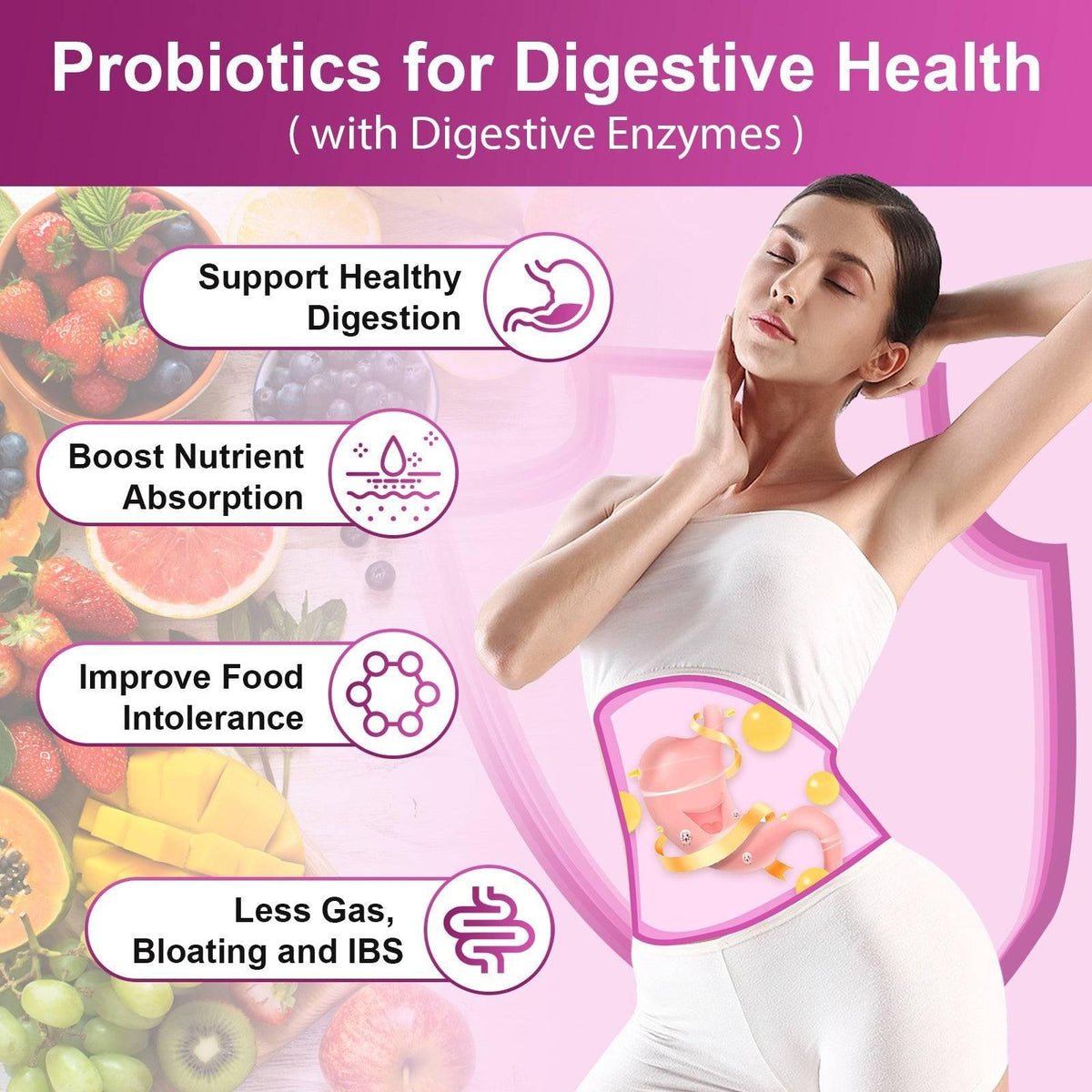 Probióticos para la salud intestinal de la mujer, 100 mil millones de UFC, 90 cápsulas vegetales