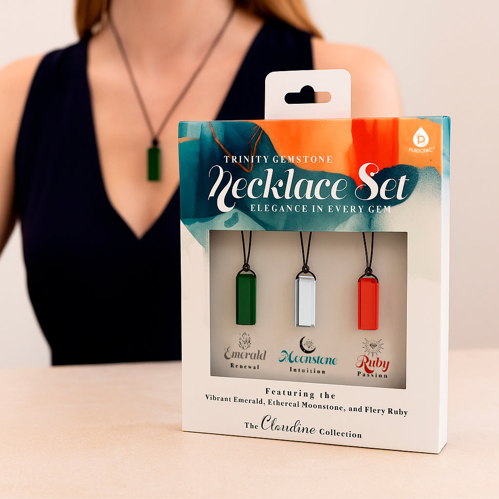 Trinity Gemstone Necklace Set – Elegance in Every Gem