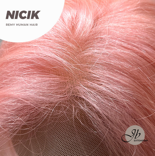 JBEXTENSION 10 Inches Real Human Hair 13x4 Bob Cut Pink Wig NICIK