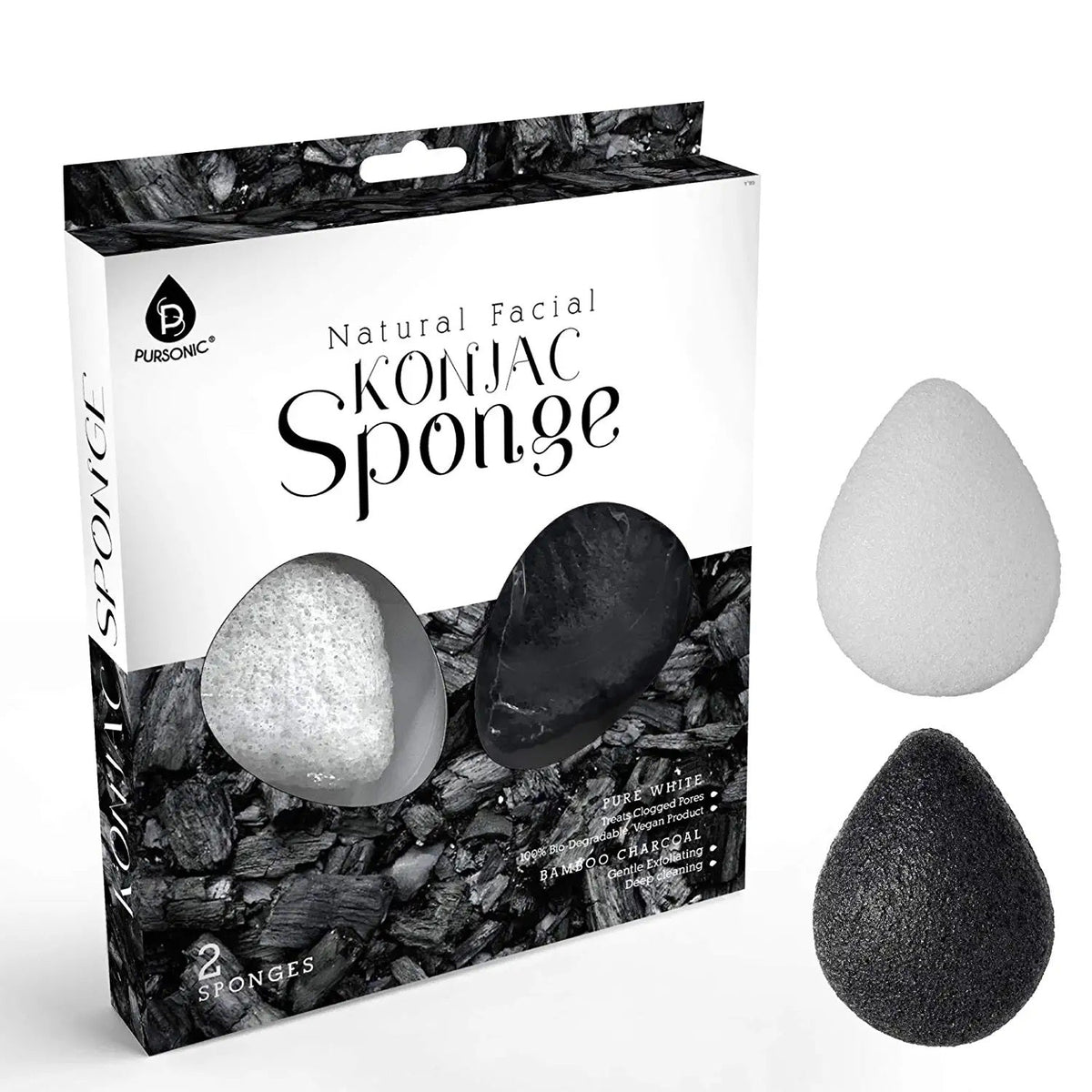 Set de dúo de esponjas Konjac faciales naturales