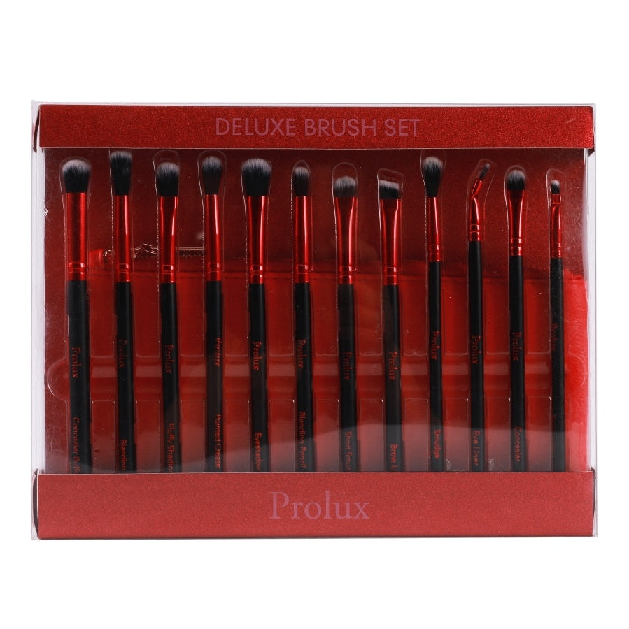 Deluxe Red Makeup Brush Set