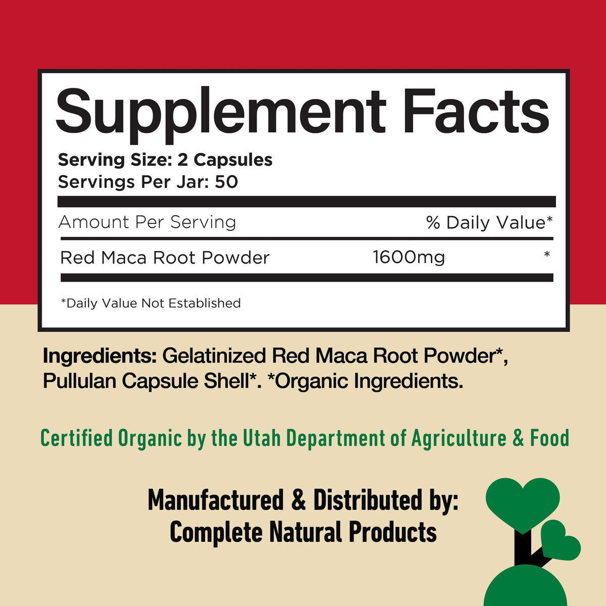 Capsules de Maca Rouge Biologique