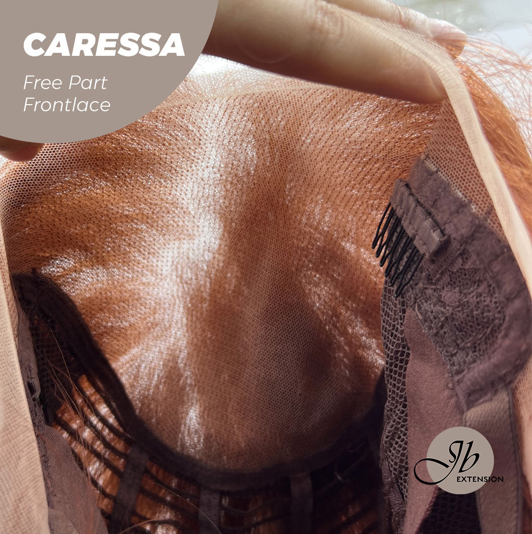 JBEXTENSION 22 Inches Copper Curly Wave 13X6 Pre-Cut Free Part Frontlae Glueless Wig CARESSA