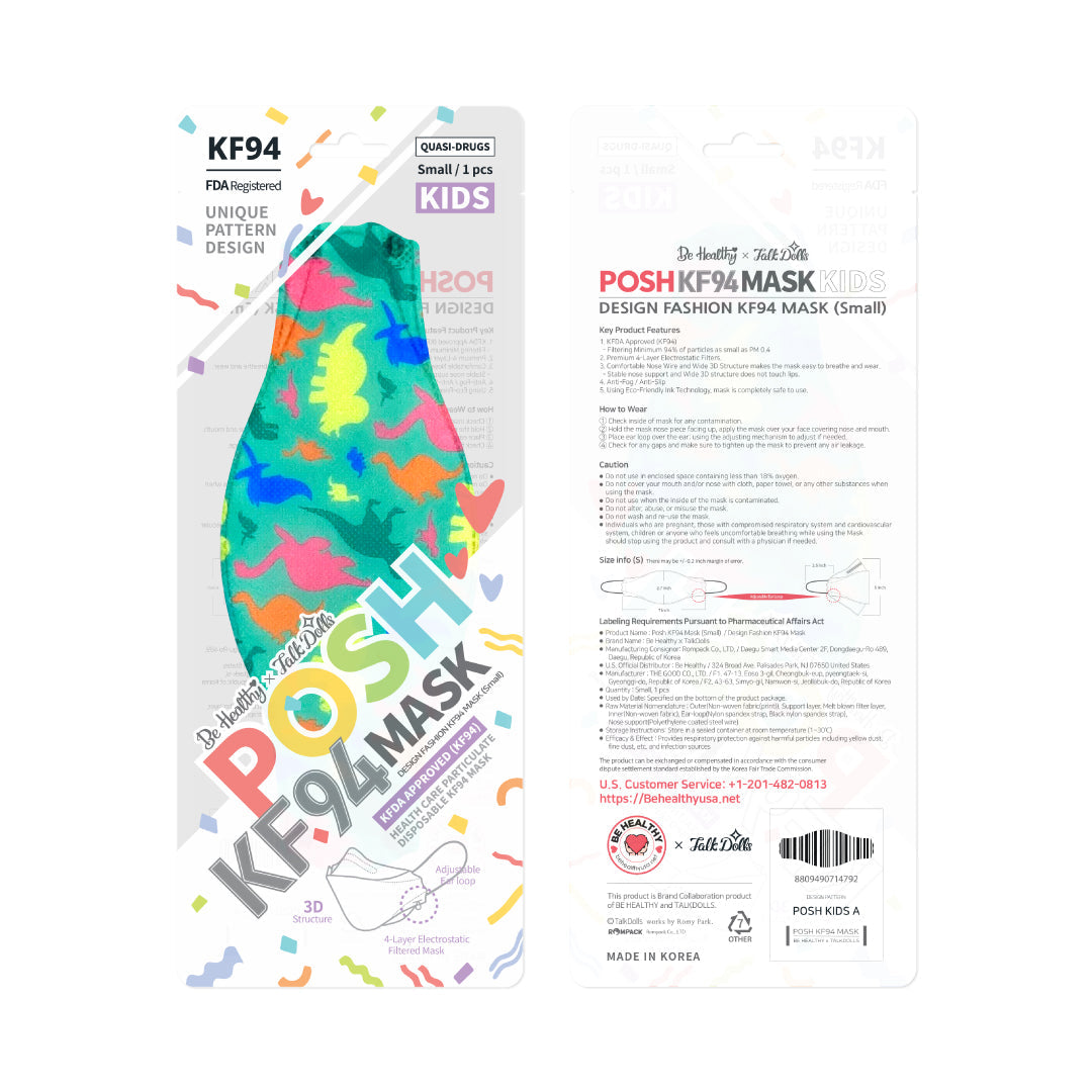 POSH KIDS KF94 Small Mask Little Dinos - Green (KA19)