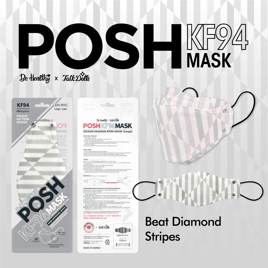 Mascarilla POSH KF94 Beat Diamond Stripes (A11)