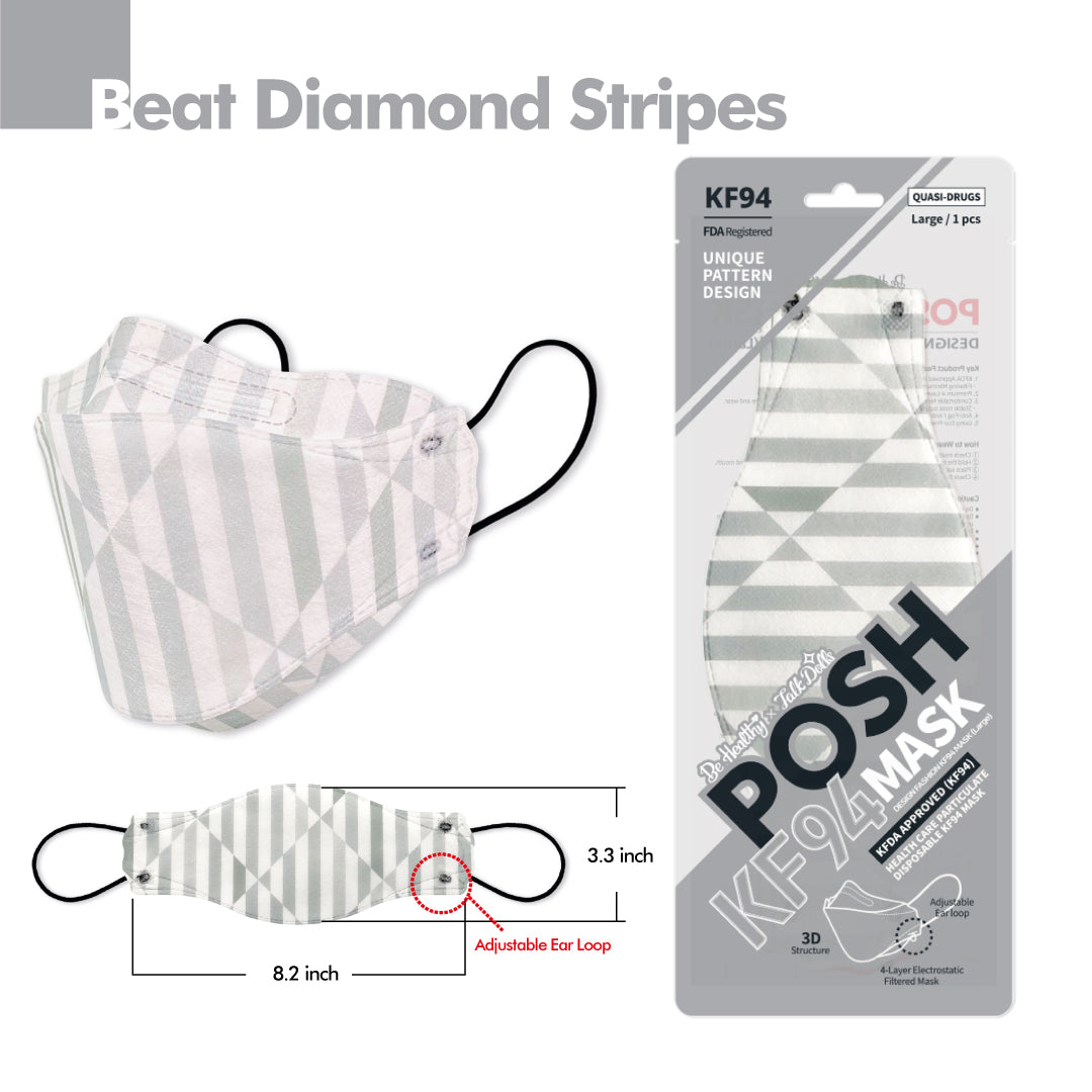 Mascarilla POSH KF94 Beat Diamond Stripes (A11)