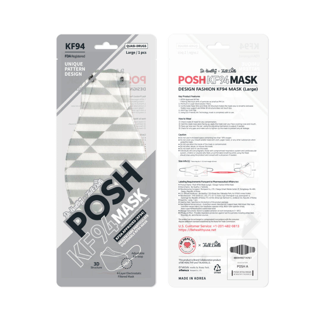 Mascarilla POSH KF94 Beat Diamond Stripes (A11)