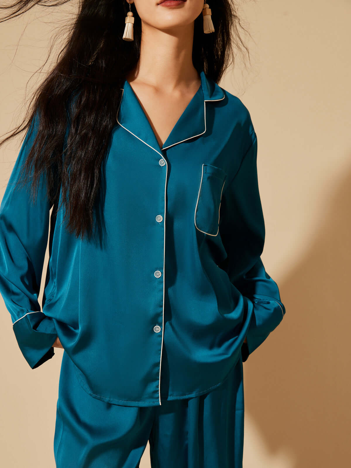 Conjunto de pijama con solapa de 3 piezas