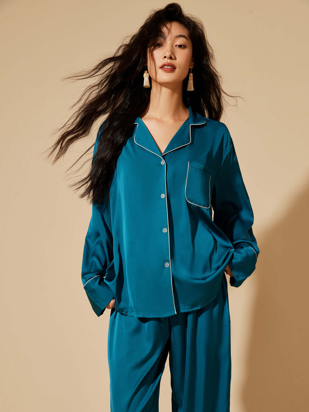 Conjunto de pijama con solapa de 3 piezas