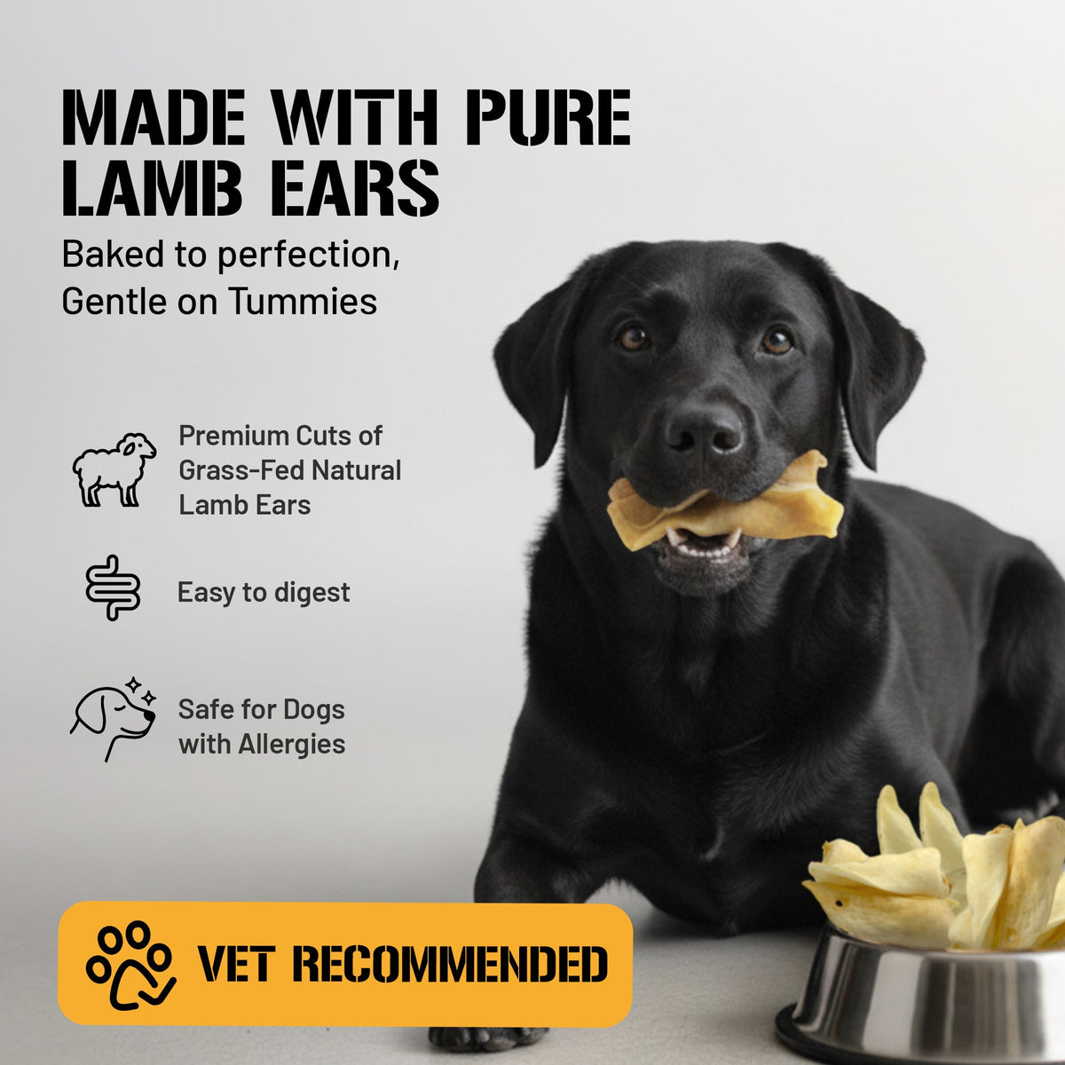 Oreilles d'agneau pour chiens, grandes - Paquet de 25