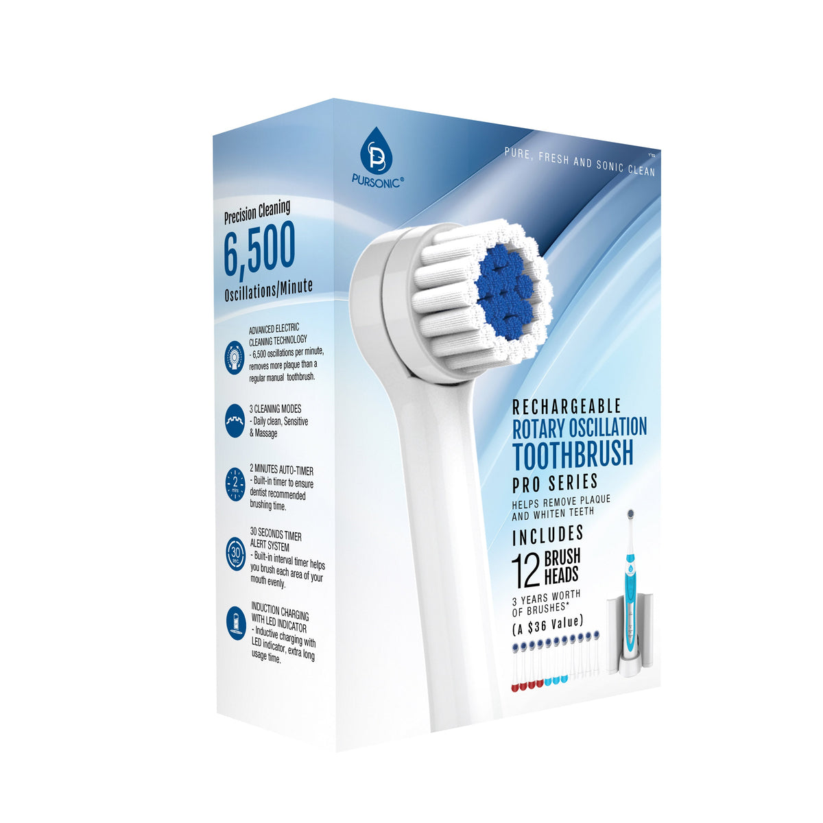 Cepillo de dientes eléctrico recargable con oscilación rotatoria Serie Pro