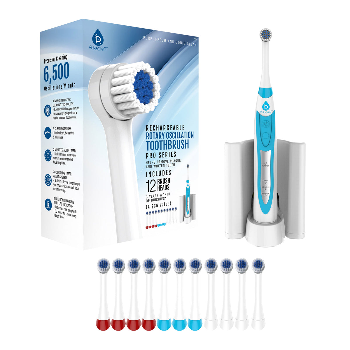 Cepillo de dientes eléctrico recargable con oscilación rotatoria Serie Pro