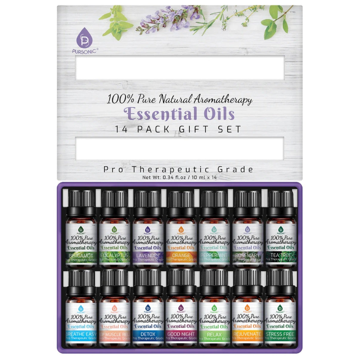 Paquete de 14 aceites esenciales de aromaterapia 100 % puros