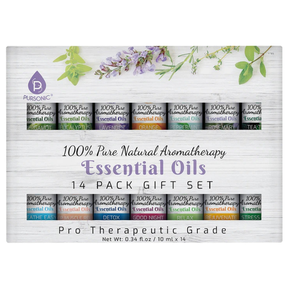 Paquete de 14 aceites esenciales de aromaterapia 100 % puros