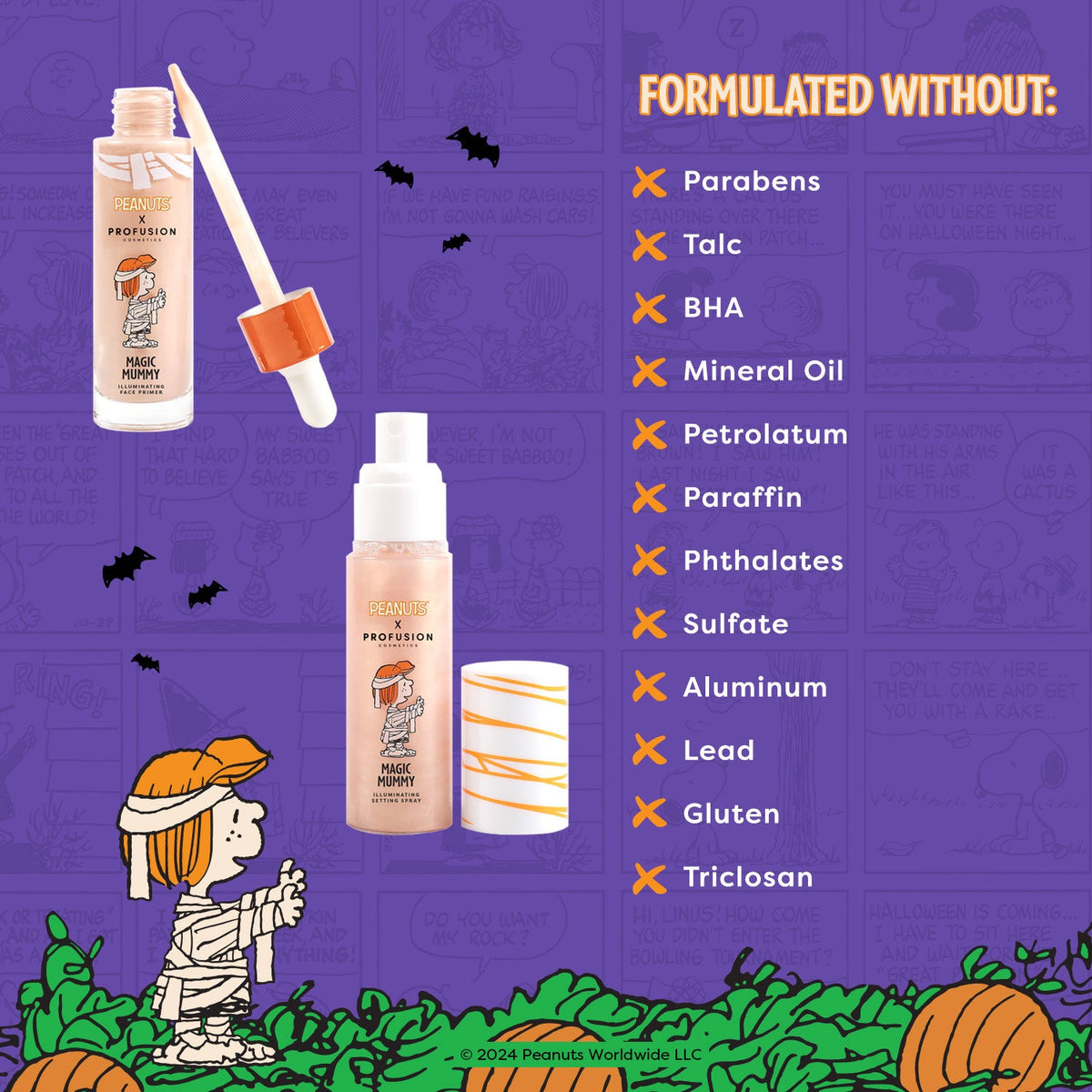 Prebase iluminadora y spray fijador Magic Mummy | Peanuts Halloween