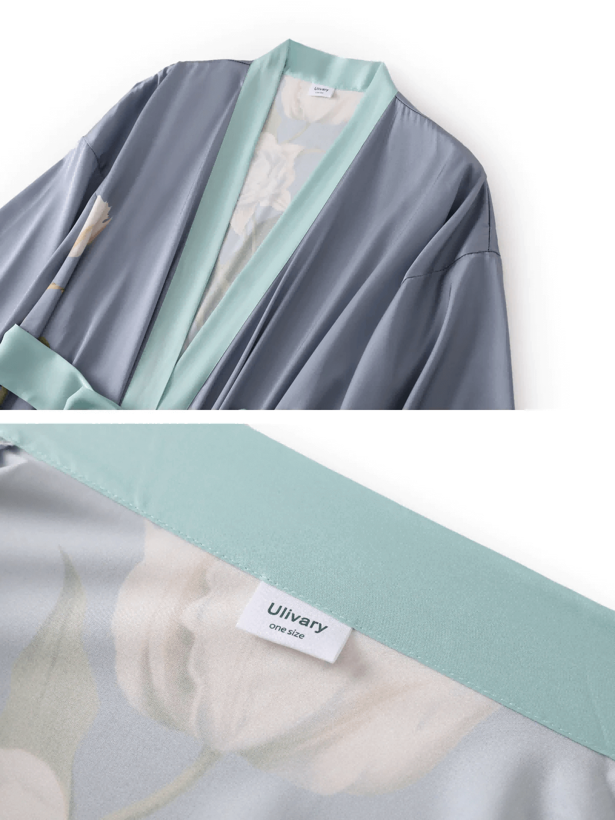 Bata kimono con flores de peonía