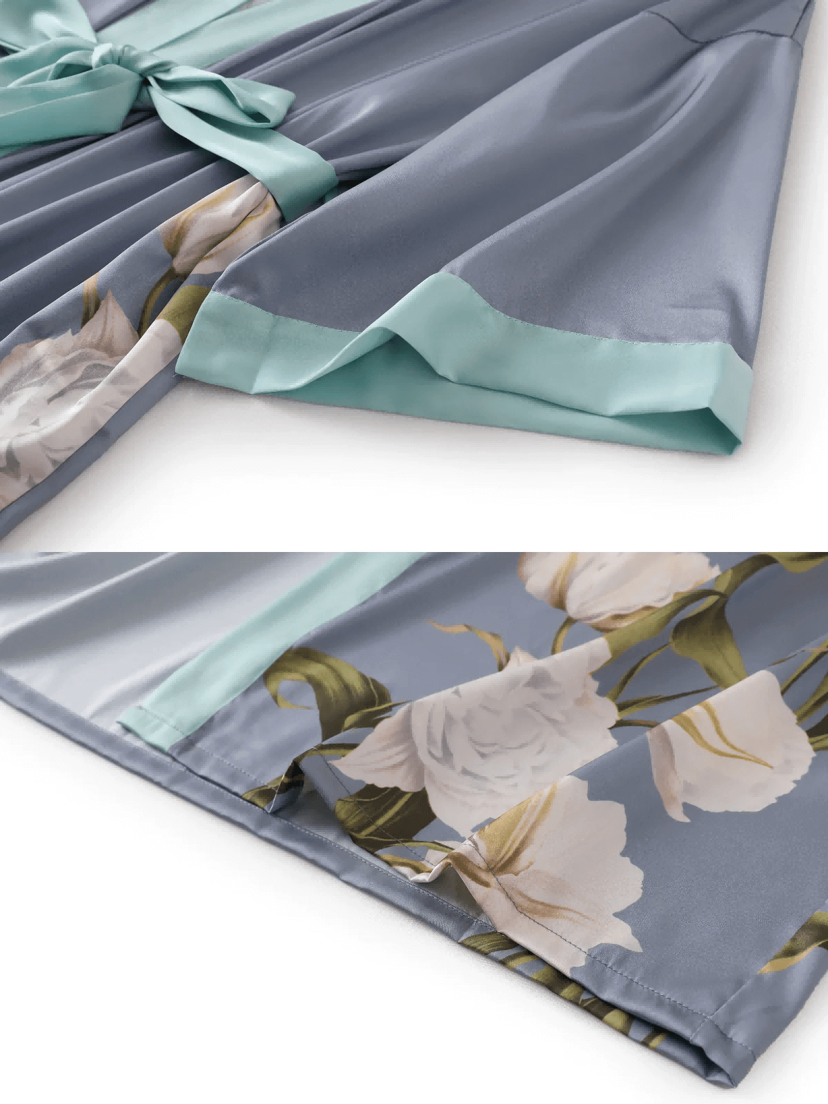 Bata kimono con flores de peonía