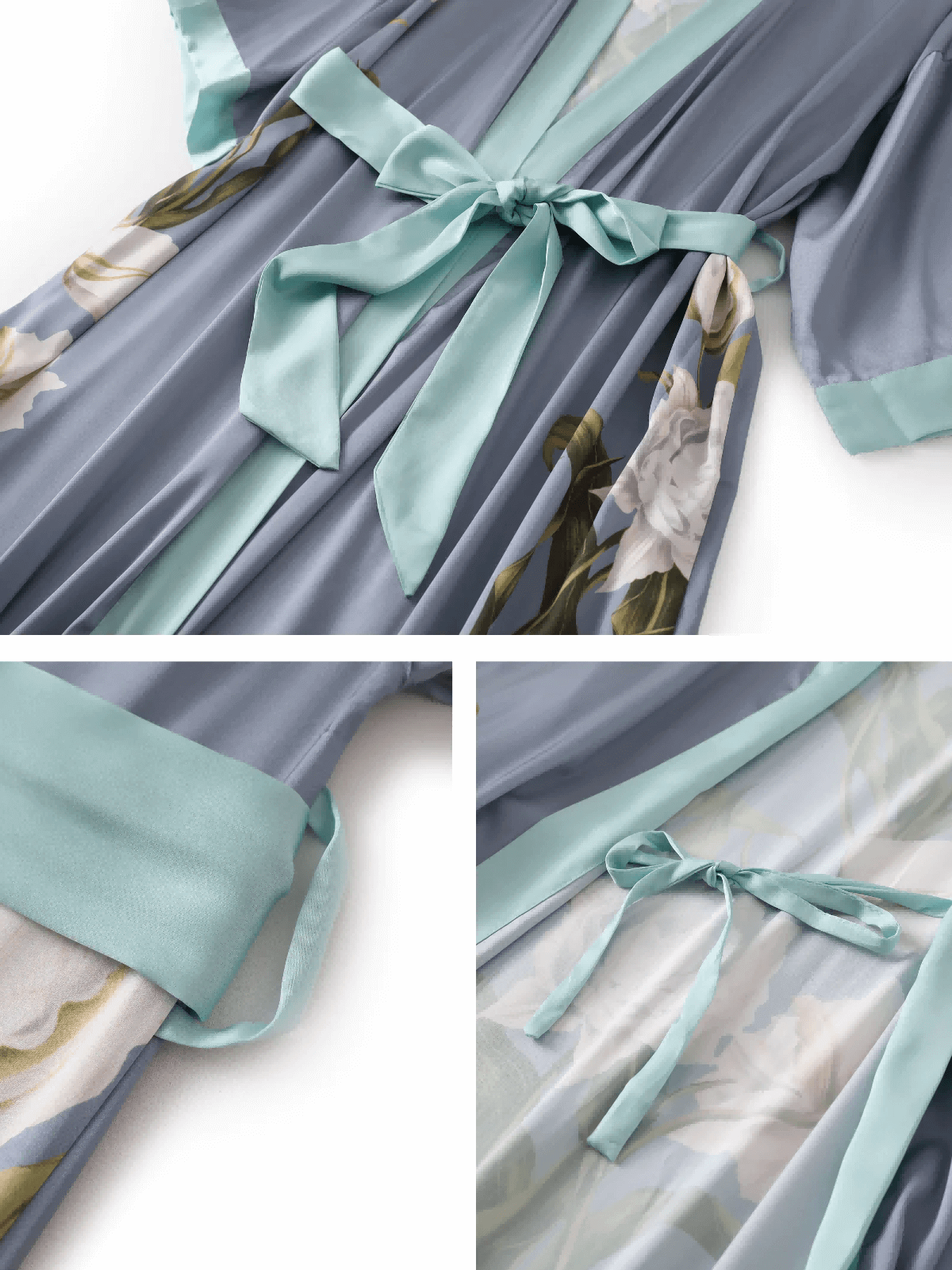 Bata kimono con flores de peonía
