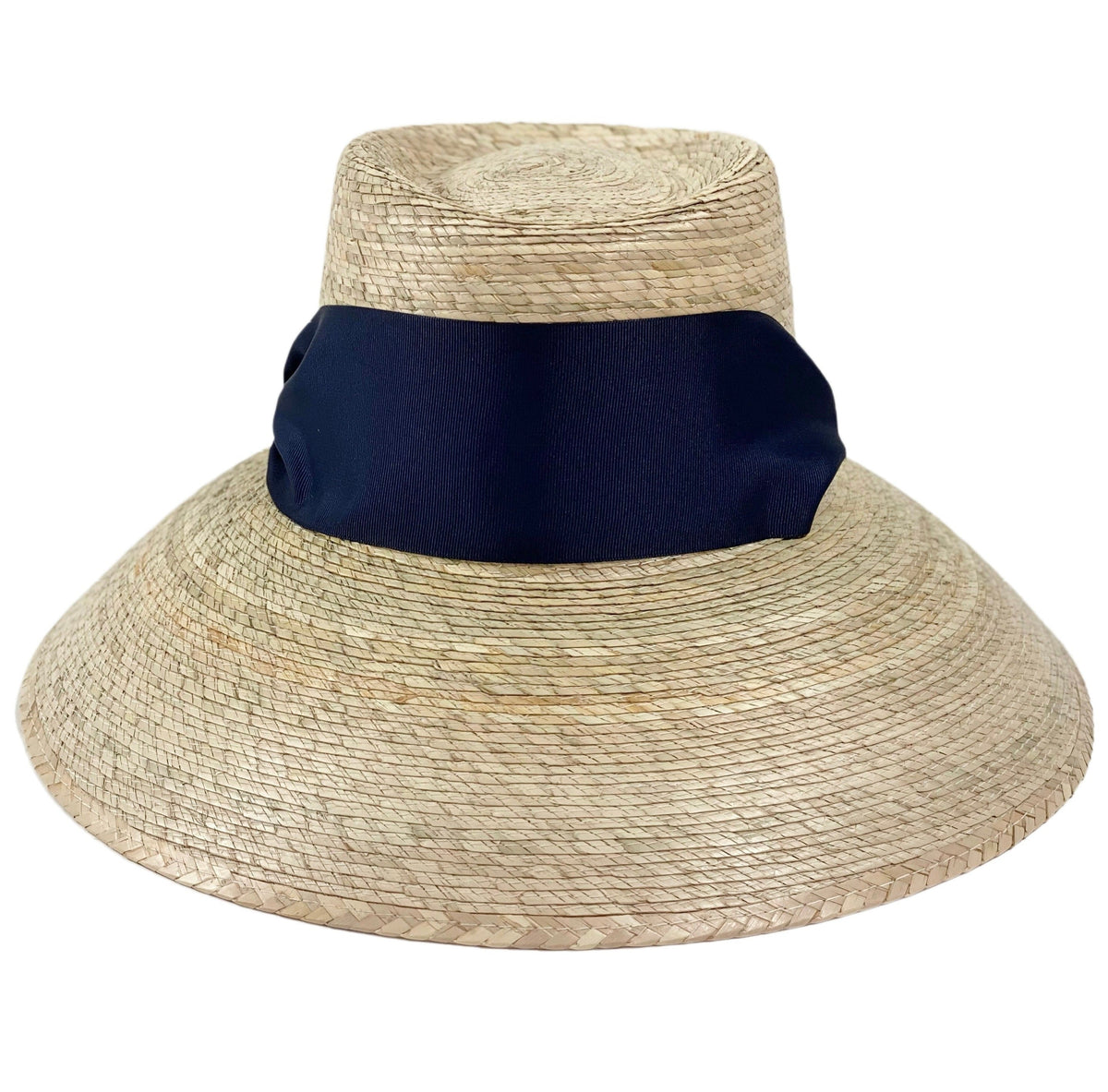 Sombrero para el sol con flores silvestres - Cinta de grogrén ancha y corta azul marino