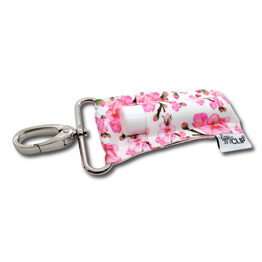 Pink Cherry Blossoms LippyClip KISS for larger lip balms, essential oil rollers, etc.