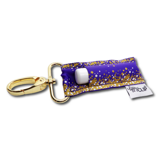 Purple and Gold Glitter LippyClip® Lip Balm Holder