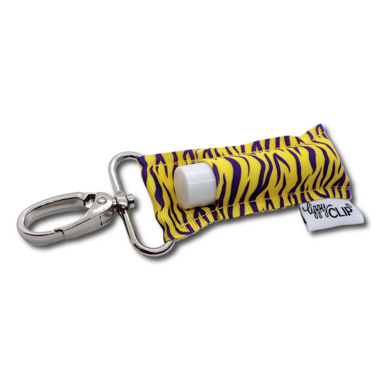 Purple and Gold Tiger Stripe LippyClip® Lip Balm Holder