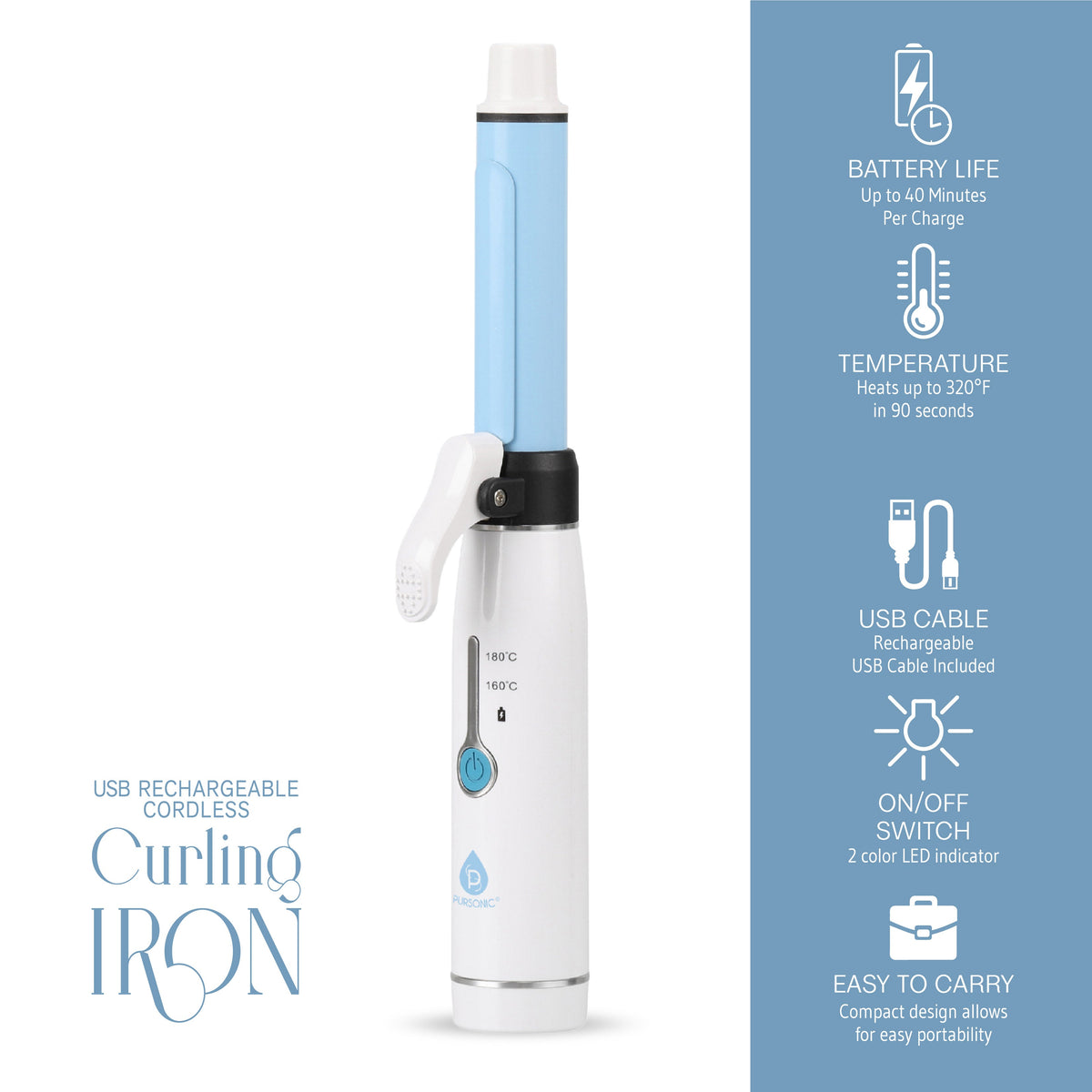 Rizador de pelo inalámbrico recargable por USB