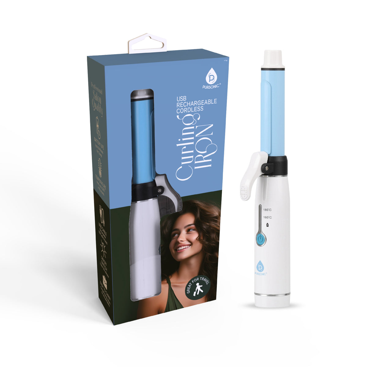 Rizador de pelo inalámbrico recargable por USB