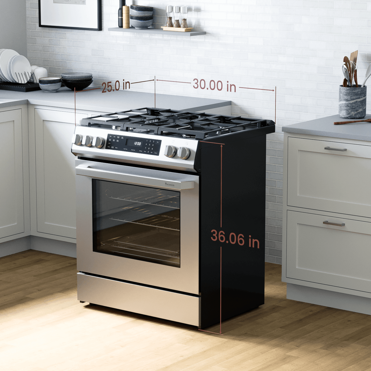 Rangaire 30" Gas Range Self-cleaning Air Fry True Convection Oven Slide-in Stainless Steel RRG303GS