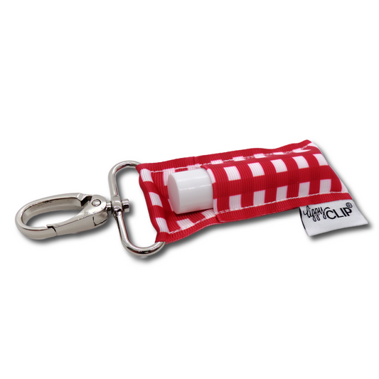 Red and White Plaid LippyClip® Lip Balm Holder
