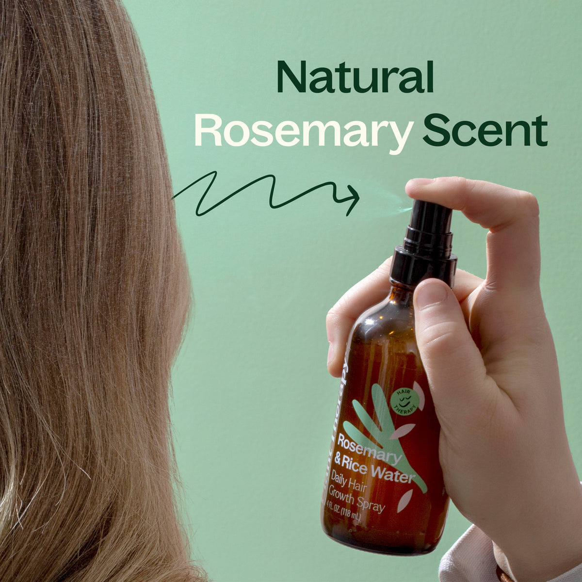 Spray diario para el crecimiento del cabello con romero y agua de arroz