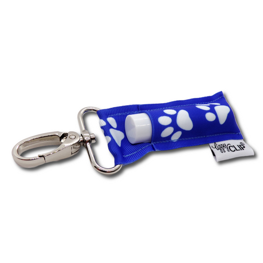 Royal and White Paw Prints LippyClip® Lip Balm Holder