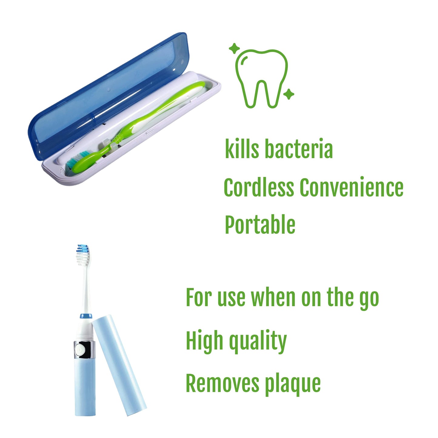Travel Oral Care Essentials Bundle: Portable UV Toothbrush Sanitizer & Portable Electric Toothbrush