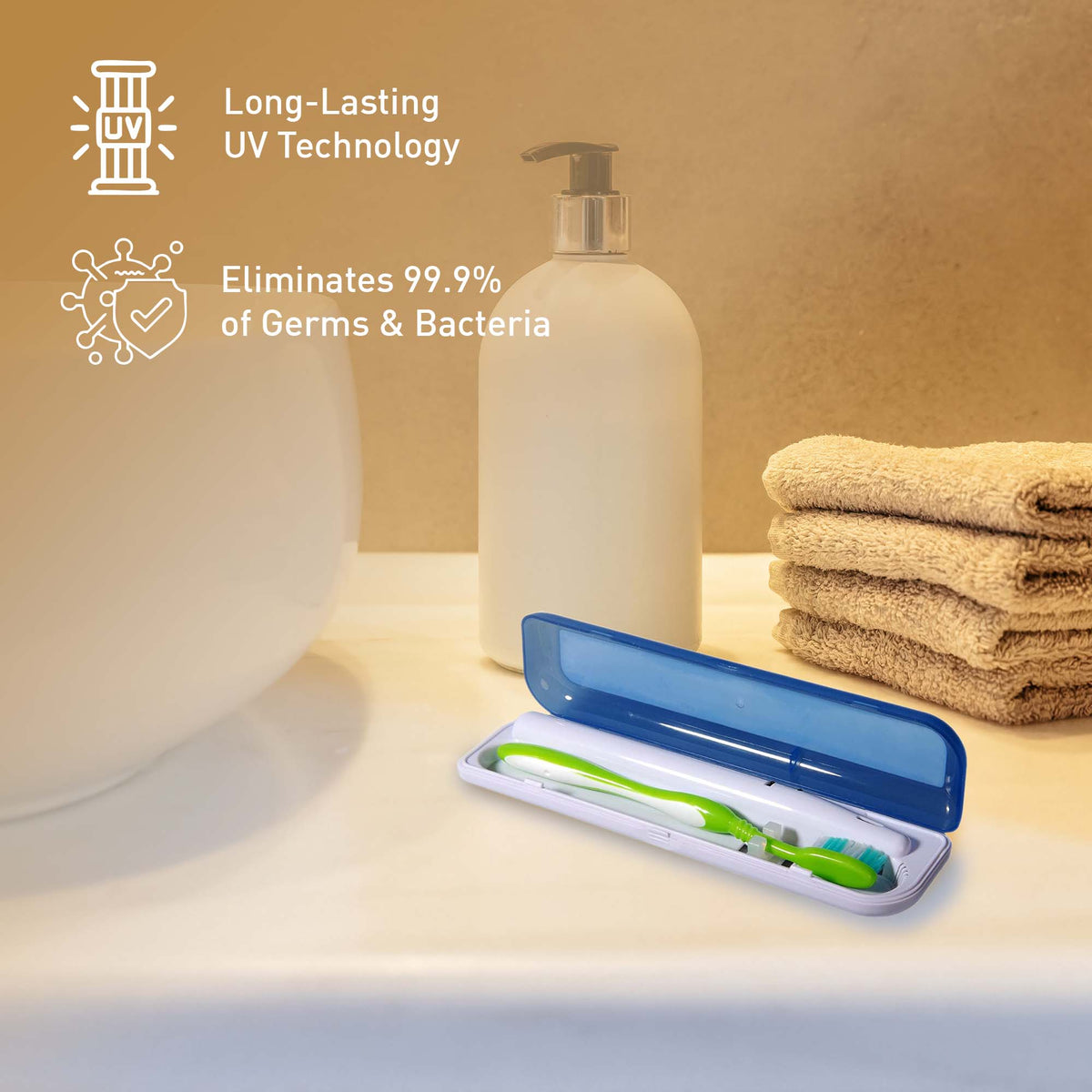 Desinfectante portátil para cepillos de dientes con luz ultravioleta
