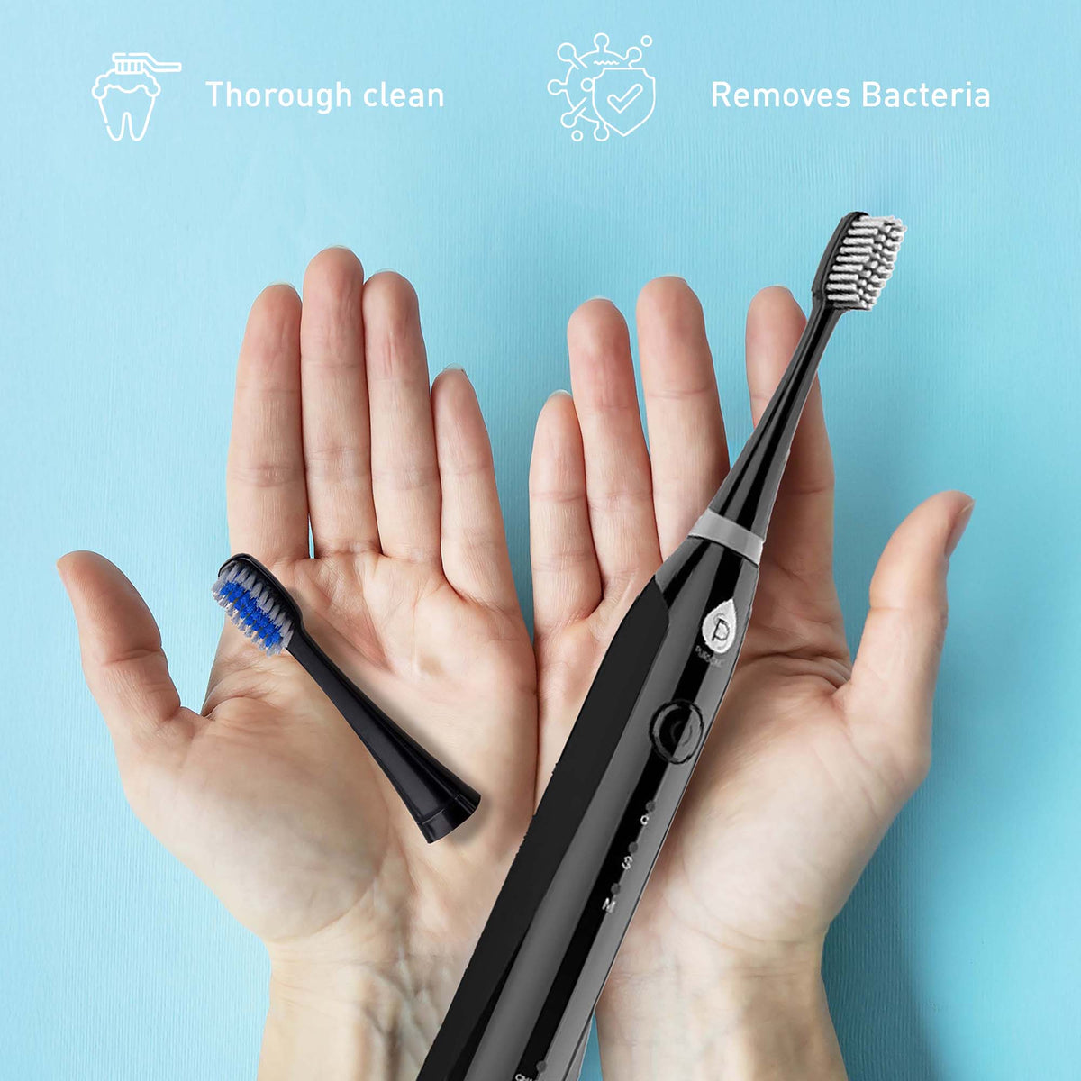 Paquete Pursonic Ultimate Oral Care: cepillo de dientes eléctrico inteligente, irrigador bucal, blanqueador LED y aceite ayurvédico.