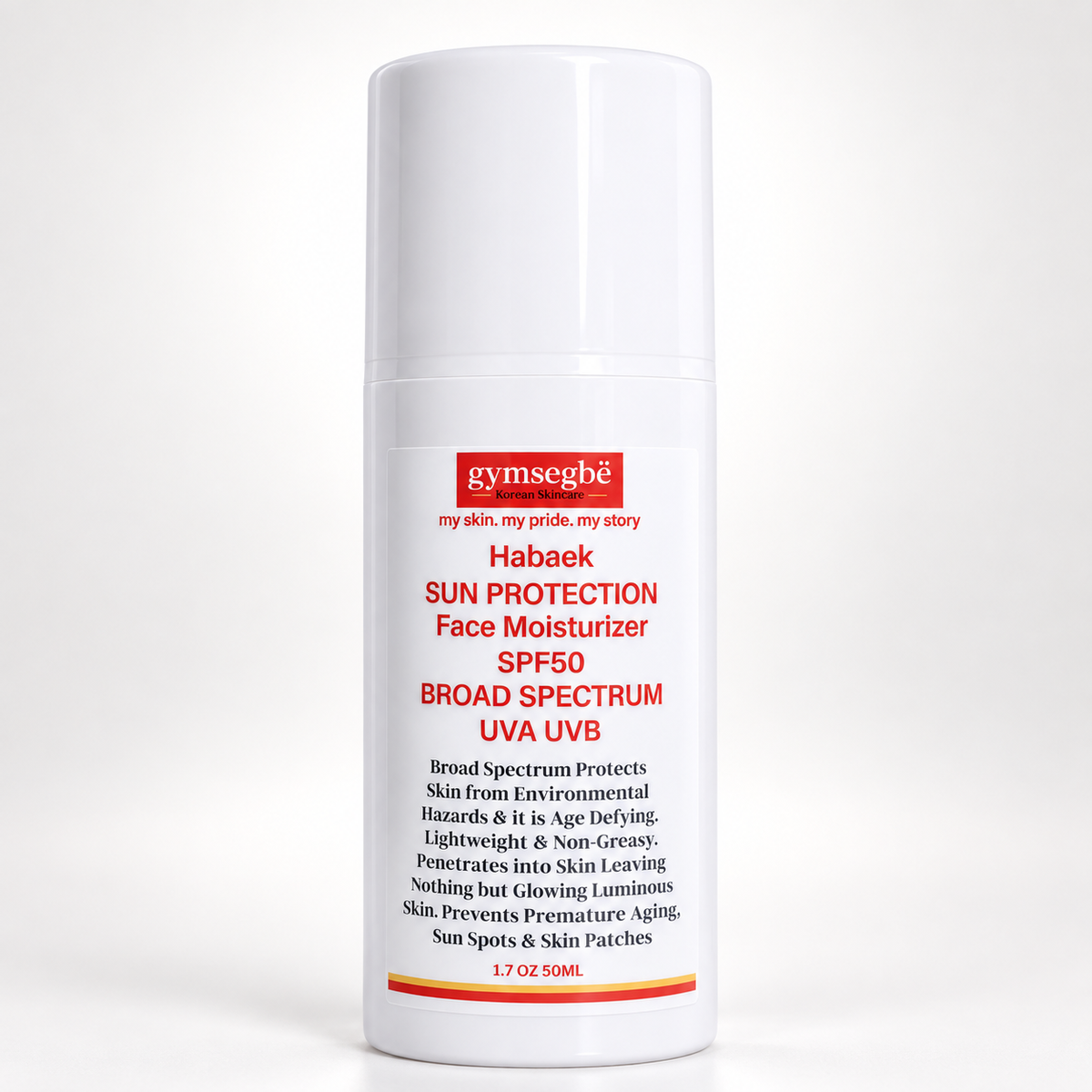 Habaek Sun Protection Face Moisturizer SPF50 | Peptides | Niacinamide