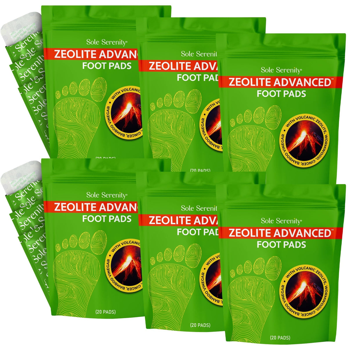 Sole Serenity 2-in-1 Detox Foot Pads - Zeolite, Ginger, Wormwood