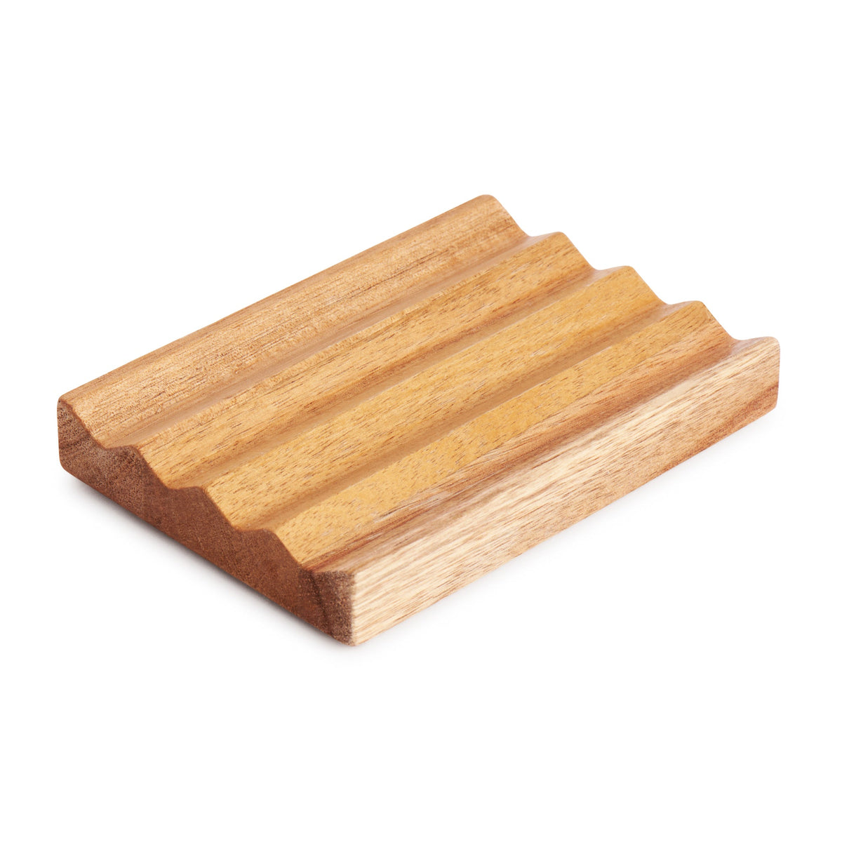 Jabonera rectangular en zigzag de teca
