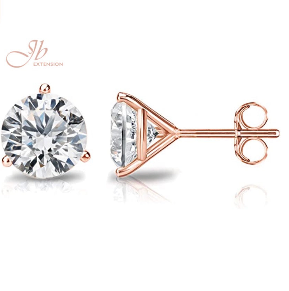 JBSELECTION 14K Gold Plated Sterling Silver Cubic Zirconia Stud Earrings for Women