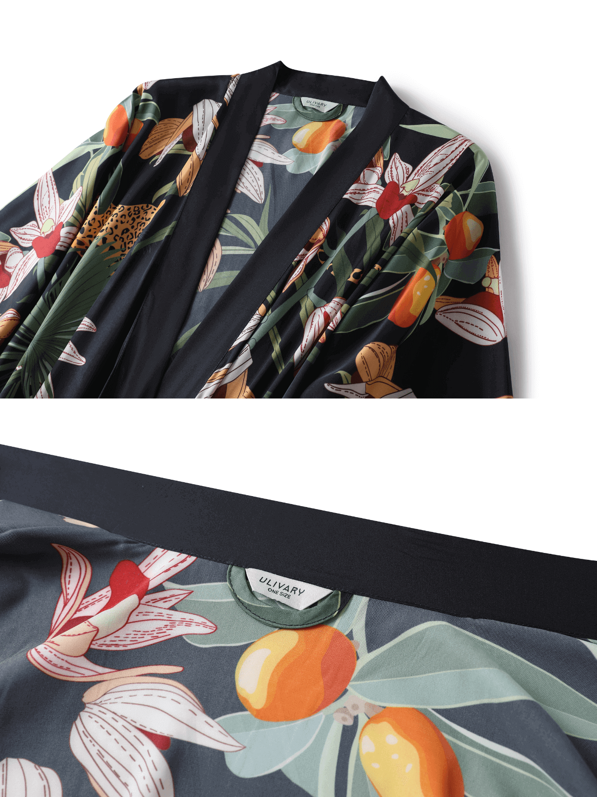 Kimono corto de leopardo negro