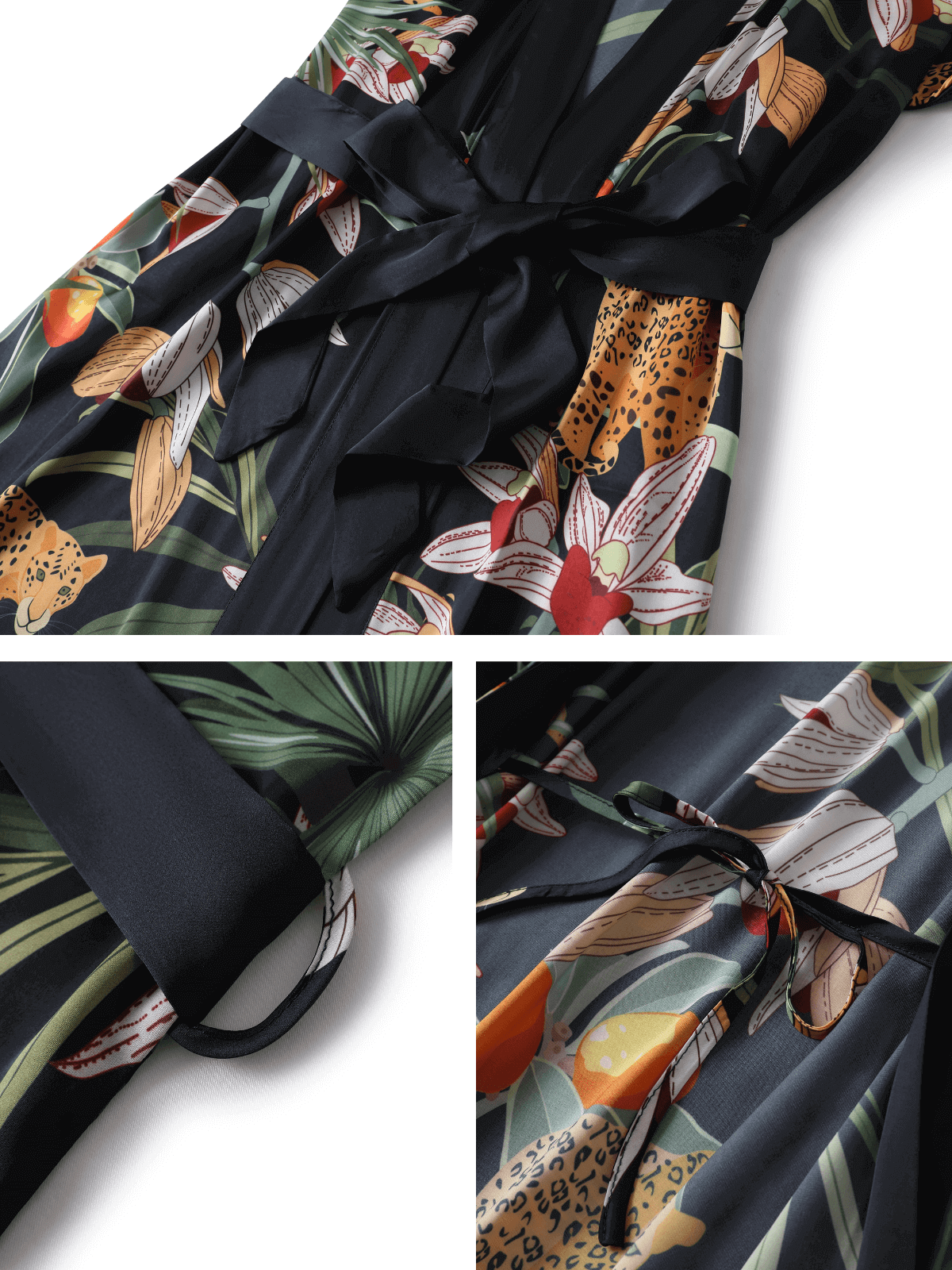 Kimono corto de leopardo negro